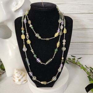 Lia Sophia Silver Chain Necklace with Glass Beads